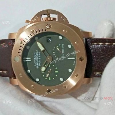 Copy Panerai Luminor Submersible Rose Gold Green Dial Watch PAM 507